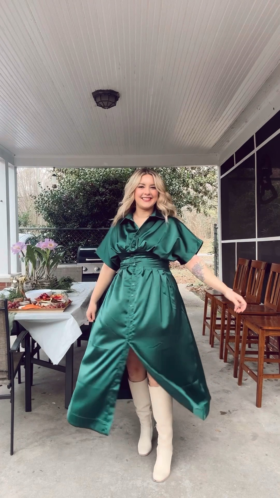 I love the stunning green dress from anthropology. I wore for Thanksgiving, but it would make such a great Christmas or holiday party dress! It’s 30% off today and some things are 50% off!

#LTKHoliday #LTKGiftGuide #LTKSaleAlert