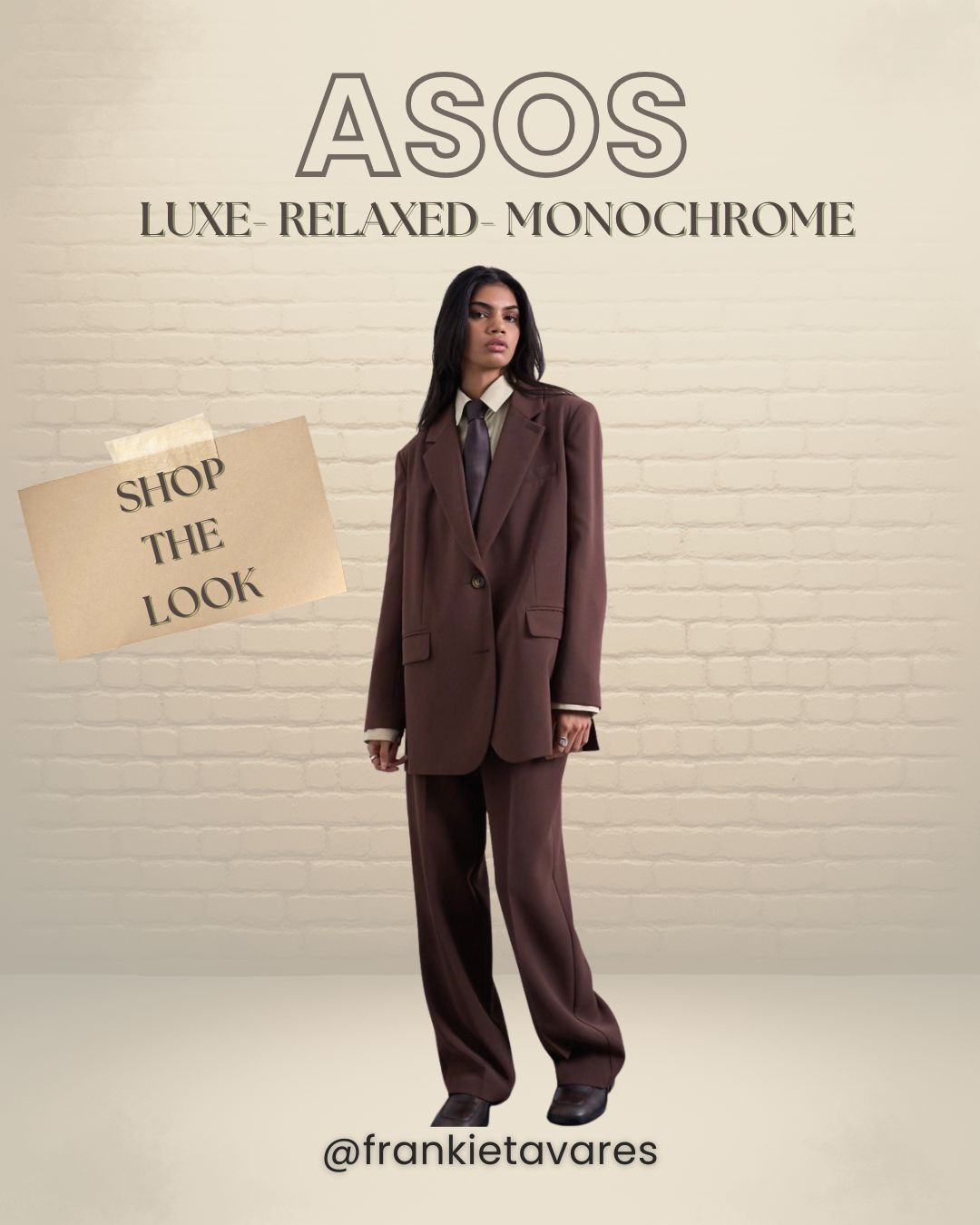 🤎
Understated but unmistakable.
Monochrome tailoring that makes an entrance without saying a word.

#frankietavares #asos #minimalstyle #luxeenergy #tonalsuit #fashionedit #sleekstyle

#LTKootd #LTKHoliday #LTKWorkwear