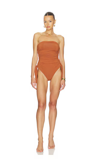 Daylight Braided Gathered One Piece Swimsuit in Copper | Revolve Clothing (Global)