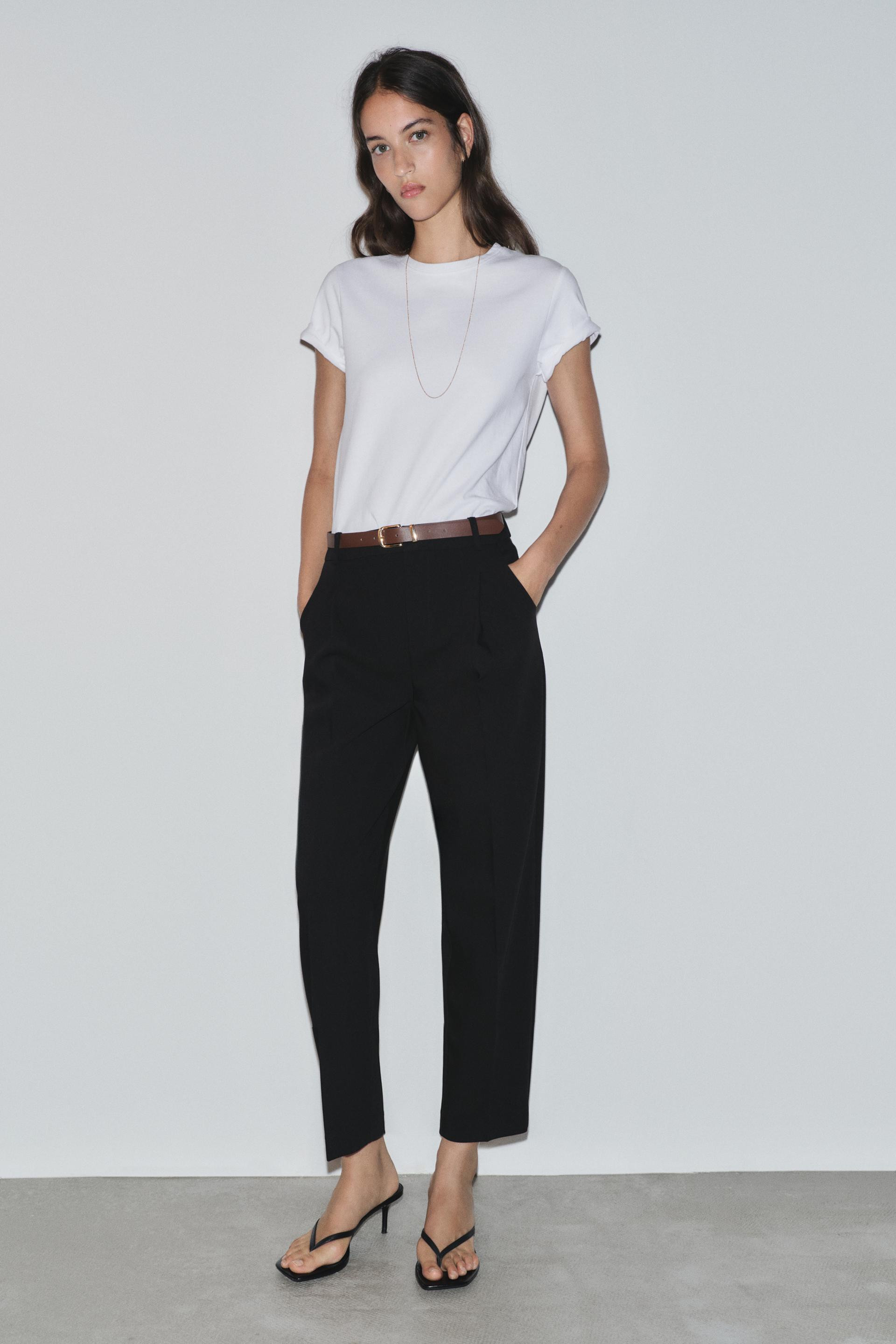 Zara - Belted Ankle Pants - Light Camel - Xs - Woman | Zara US
