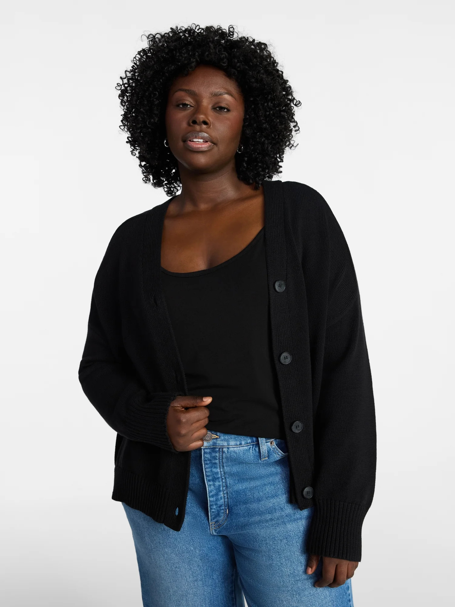 Terra & Sky Women's Plus Size Boyfriend Cardigan with Long Sleeves, Midweight, Size 0X-5X | Walmart (US)