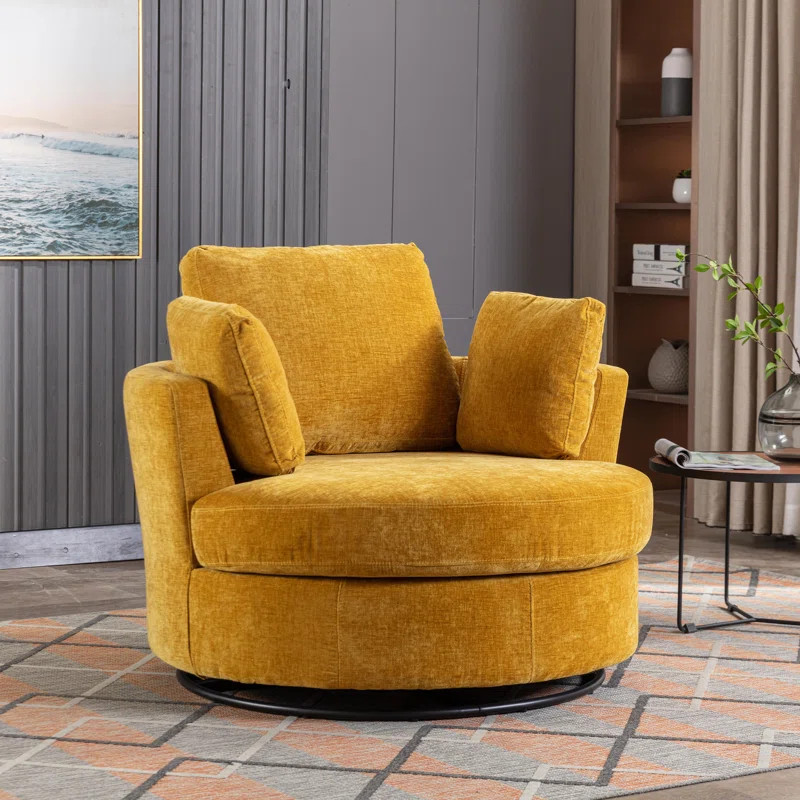 Achorn 42.26" W Polyester Recessed Arm Swivel Barrel Chair | Wayfair North America