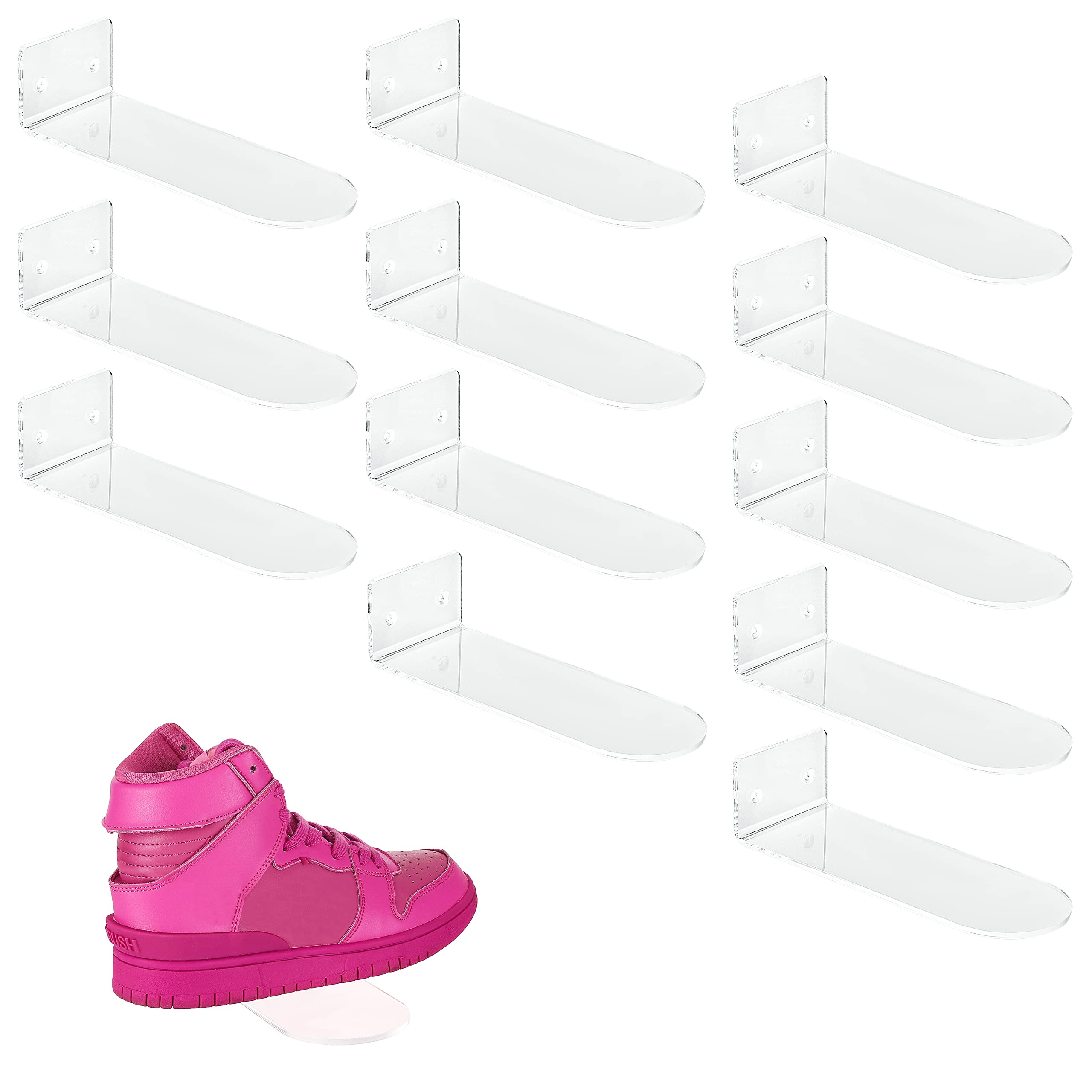 IEEK 12 Pack Floating Shoe Display Shelf,Clear Acrylic Floating Shelves for Sneaker Collection Le... | Amazon (US)