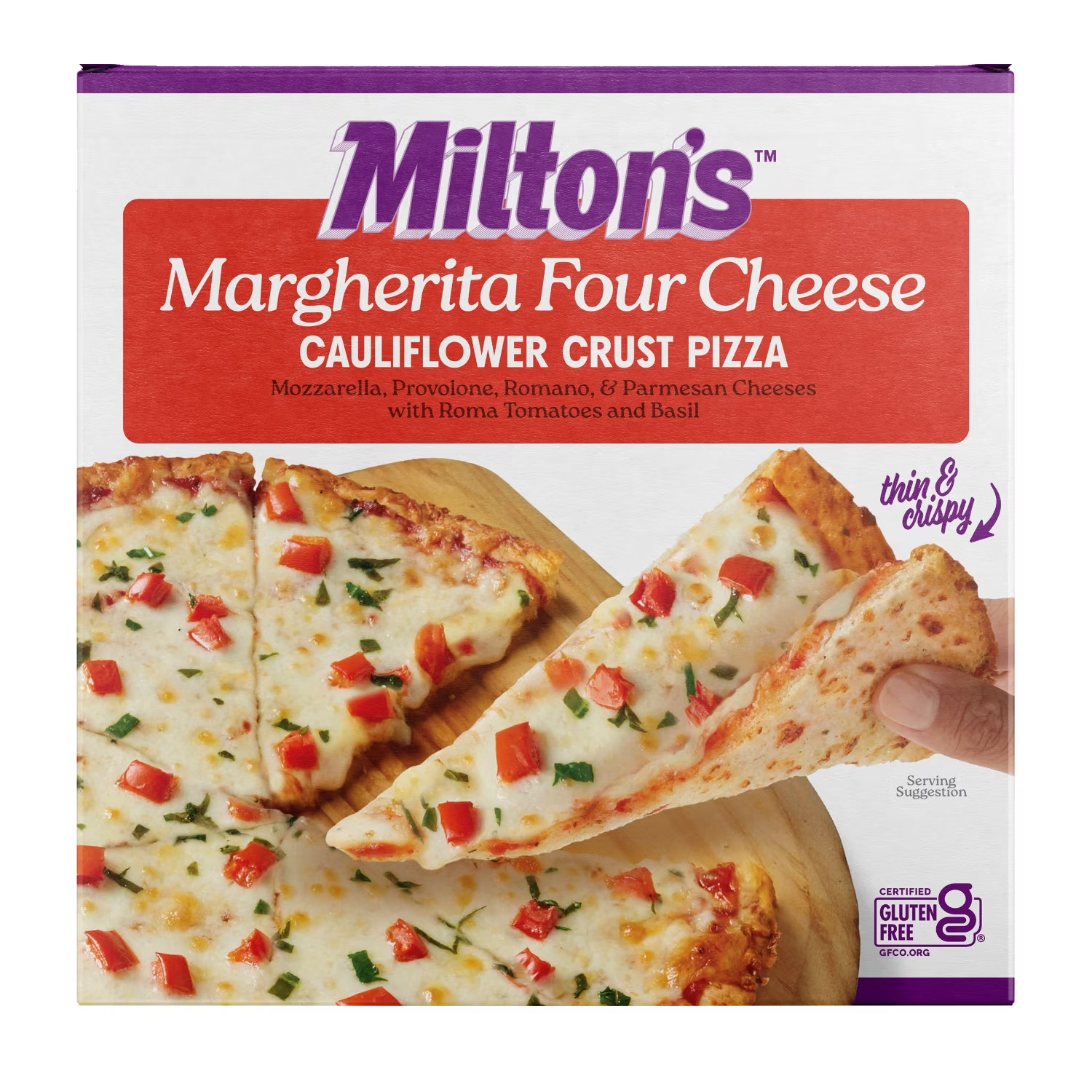 Milton’s Cauliflower Crust Pizza - Margherita Four Cheese, 11oz (Frozen) with Tomato Sauce | Walmart (US)