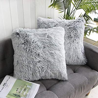 Uhomy 2 Packs Home Decorative Luxury Series Super Soft Faux Fur Throw Pillow Cover Cushion Case f... | Amazon (US)