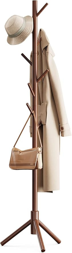 Pipishell Coat Rack, Wooden Coat Rack Stand with 3 Height Options and 8 Hooks, Sturdy Freestandin... | Amazon (US)