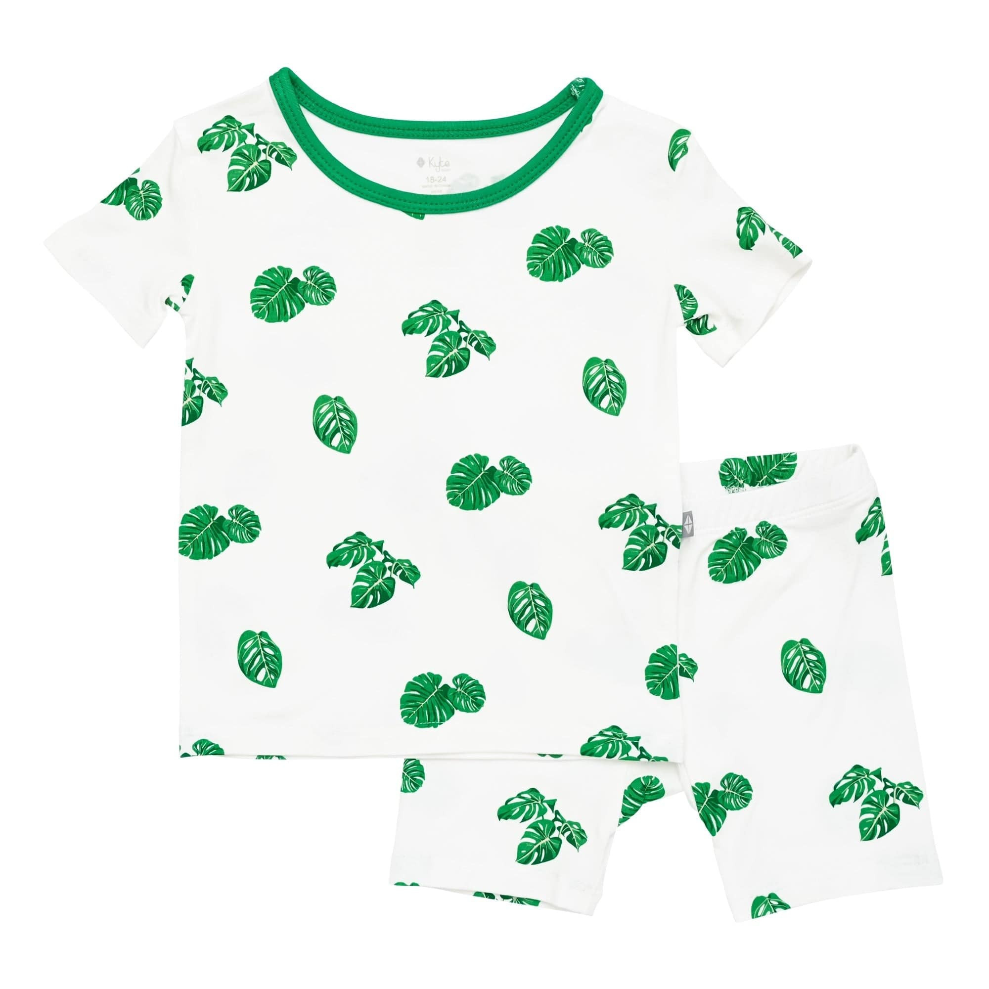 Printed Short Sleeve Toddler Pajama Set in Monstera | Kyte BABY