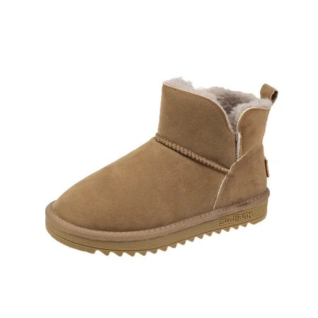 Lopsie-Women s Black Brown Winter Snow Boots Classic Faux Fur Lined Slip On Ankle Boots | Walmart (US)
