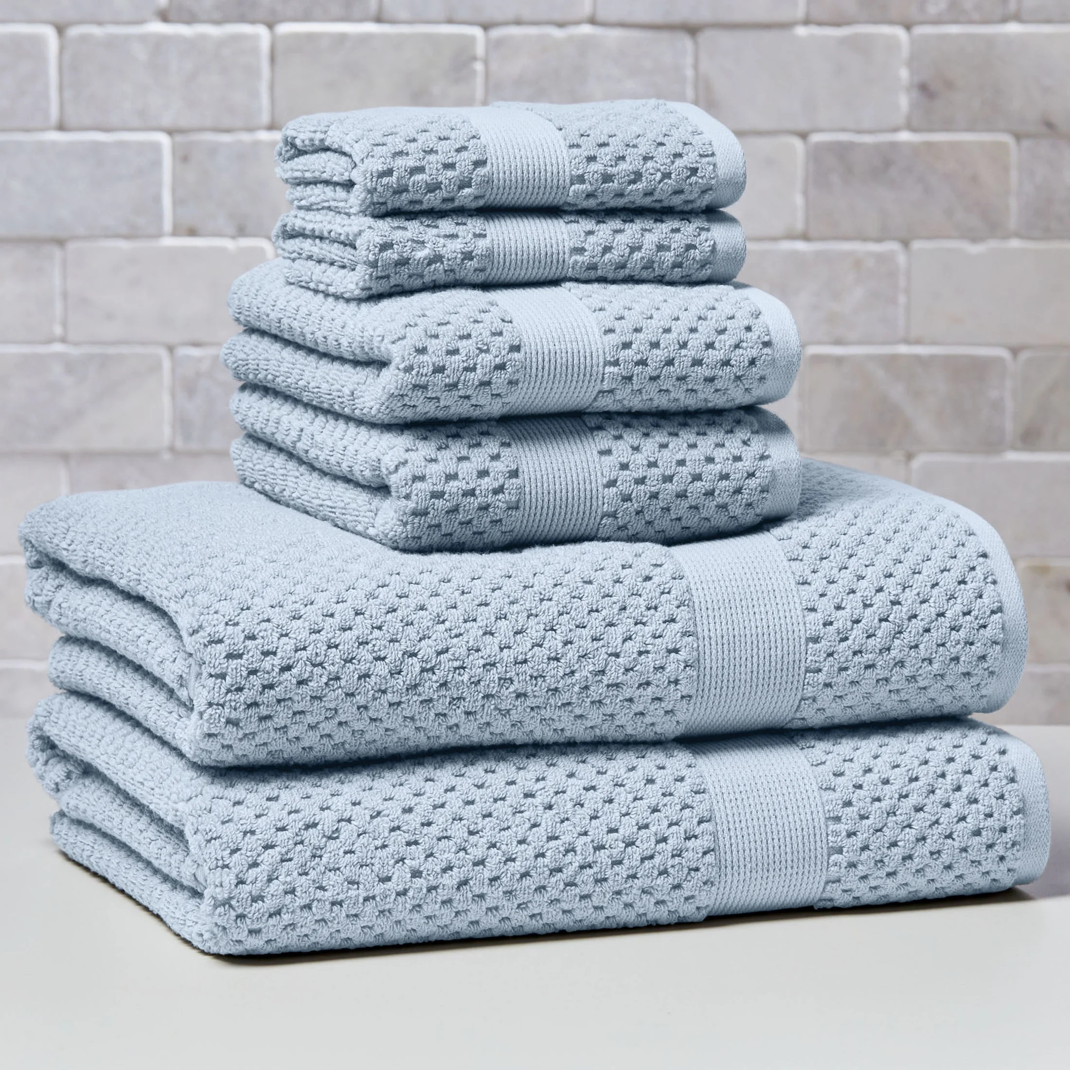Better Homes & Gardens Signature Soft Popcorn Texture 6 Piece Towel Set,Blue Water | Walmart (US)