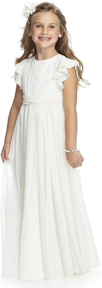 Abaowedding Fancy Chiffon Flower Girl Dresses Flutter Sleeves Junior Bridesmaid Dress | Amazon (US)