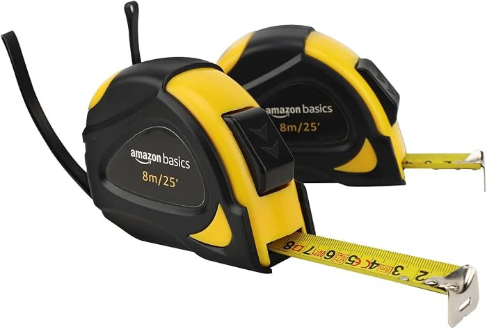 Amazon Basics Self-Locking Tape Measure, 25 feet (8-meters), inch/metric Scale, MID Accuracy, 2-P... | Amazon (US)