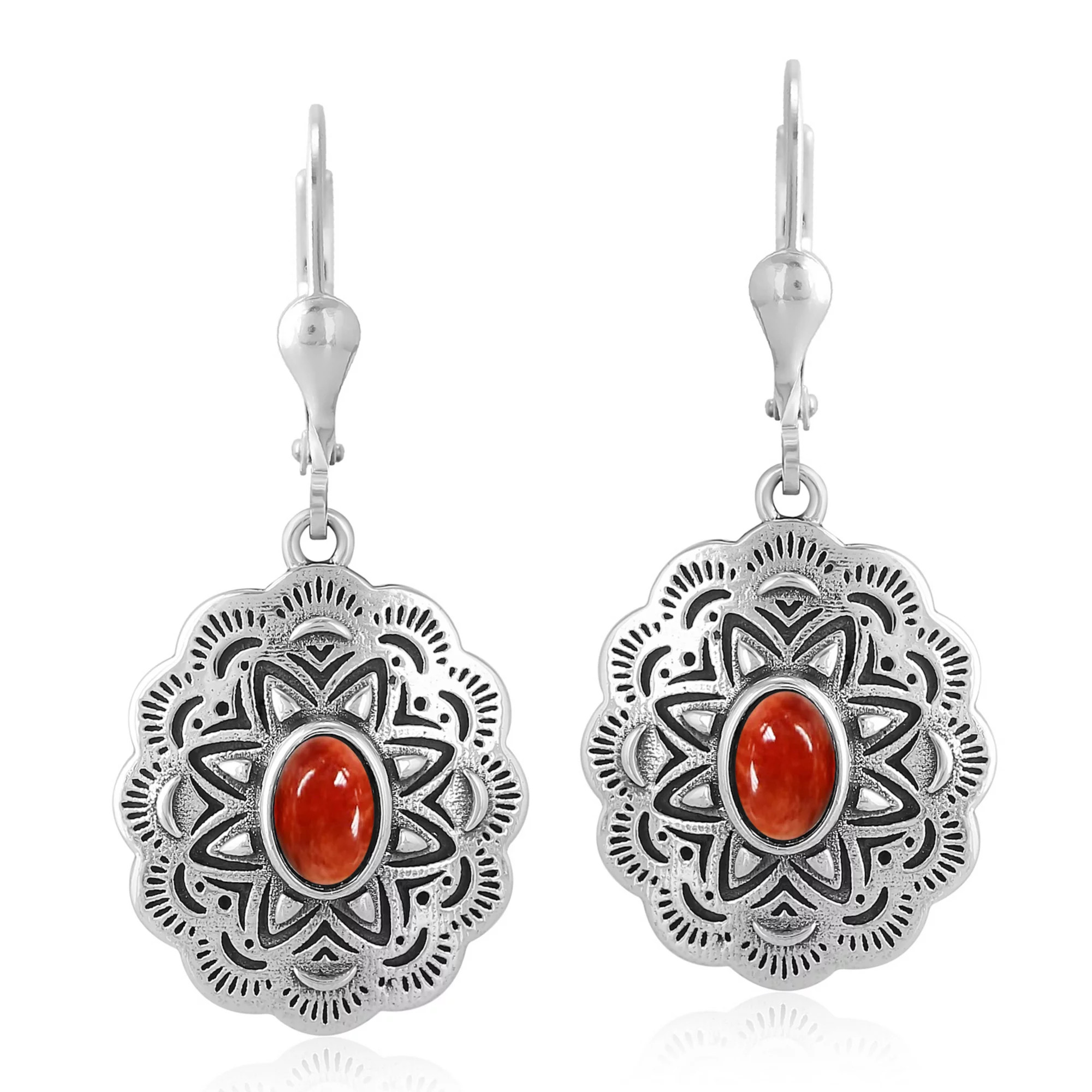 Southwest Spirit® Sterling Silver Spiny Oyster Concha Oval Dangle Earrings | Kohl's