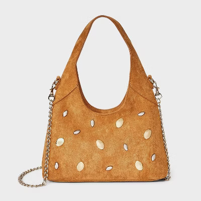 Faux Suede Mini Studded Slouchy Chain Handbag - Universal Thread™ Tan | Target