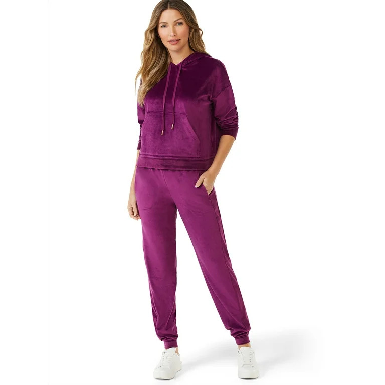 Sofia Intimates by Sofia Vergara Women's and Women's Plus Size Cropped Hoodie and Jogger Pants Se... | Walmart (US)