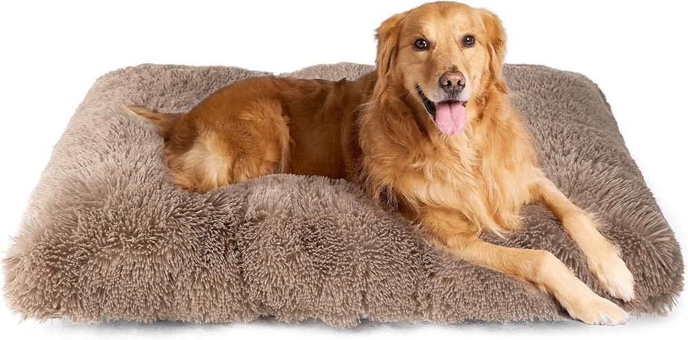 EHEYCIGA Fluffy Dog Crate Bed for Extra Large Dogs, Plush Faux Fur Crate Pad, Calming Anti Anxiet... | Amazon (US)