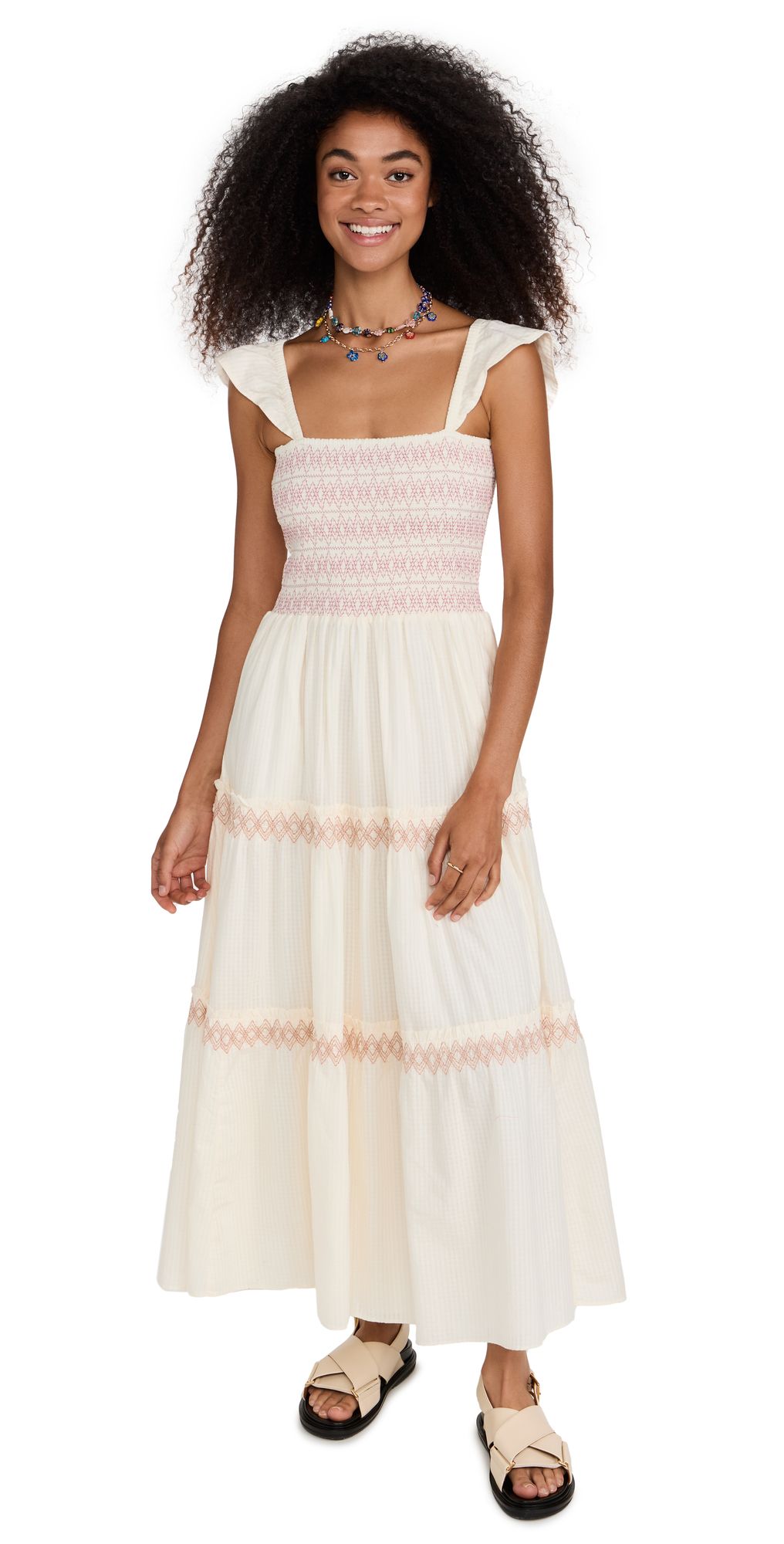 Madewell Lucie Smocked Tiered Midi Dress | Shopbop