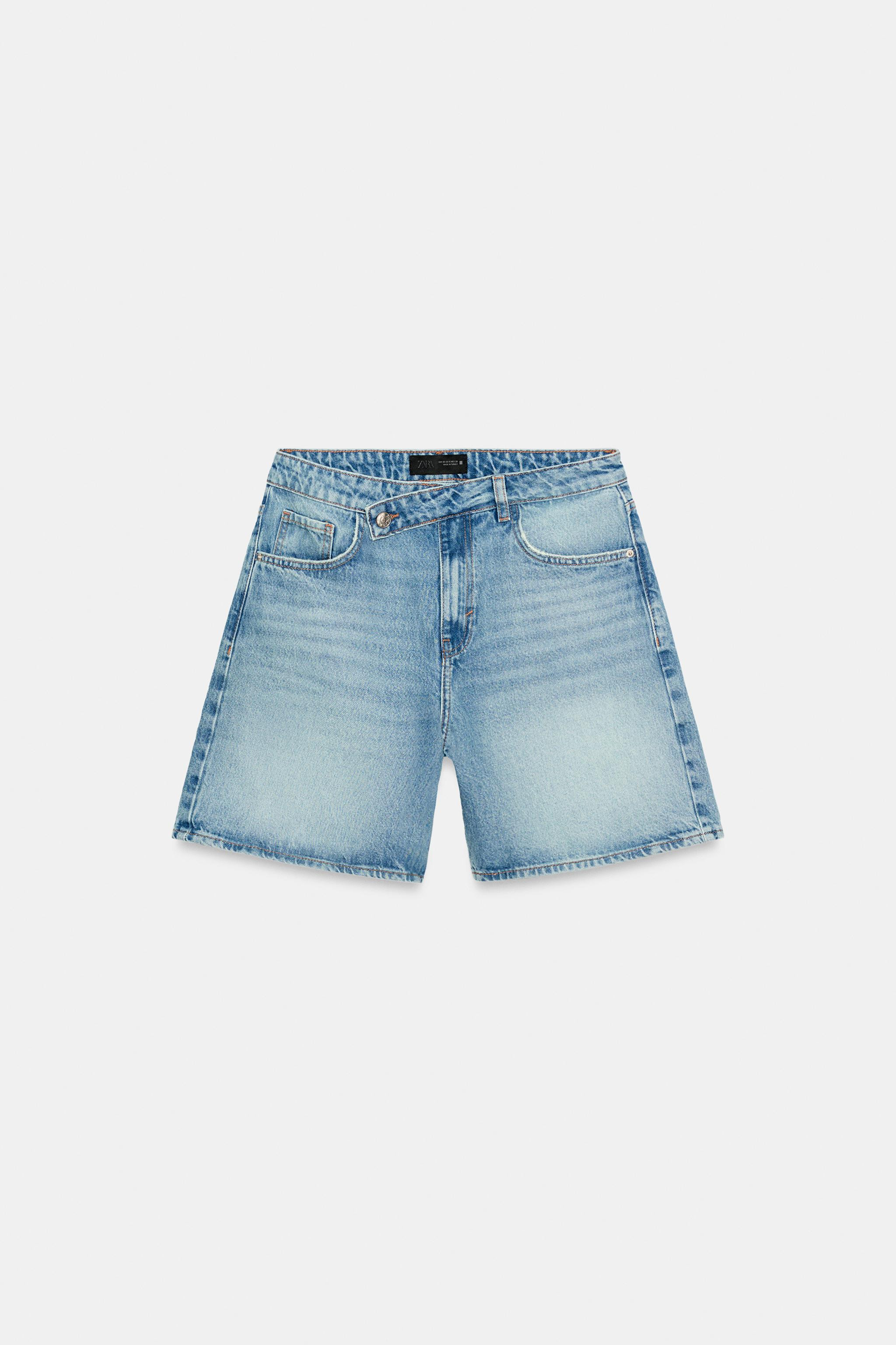 Z1975 CROSSOVER WAIST DENIM SHORTS | Zara Canada