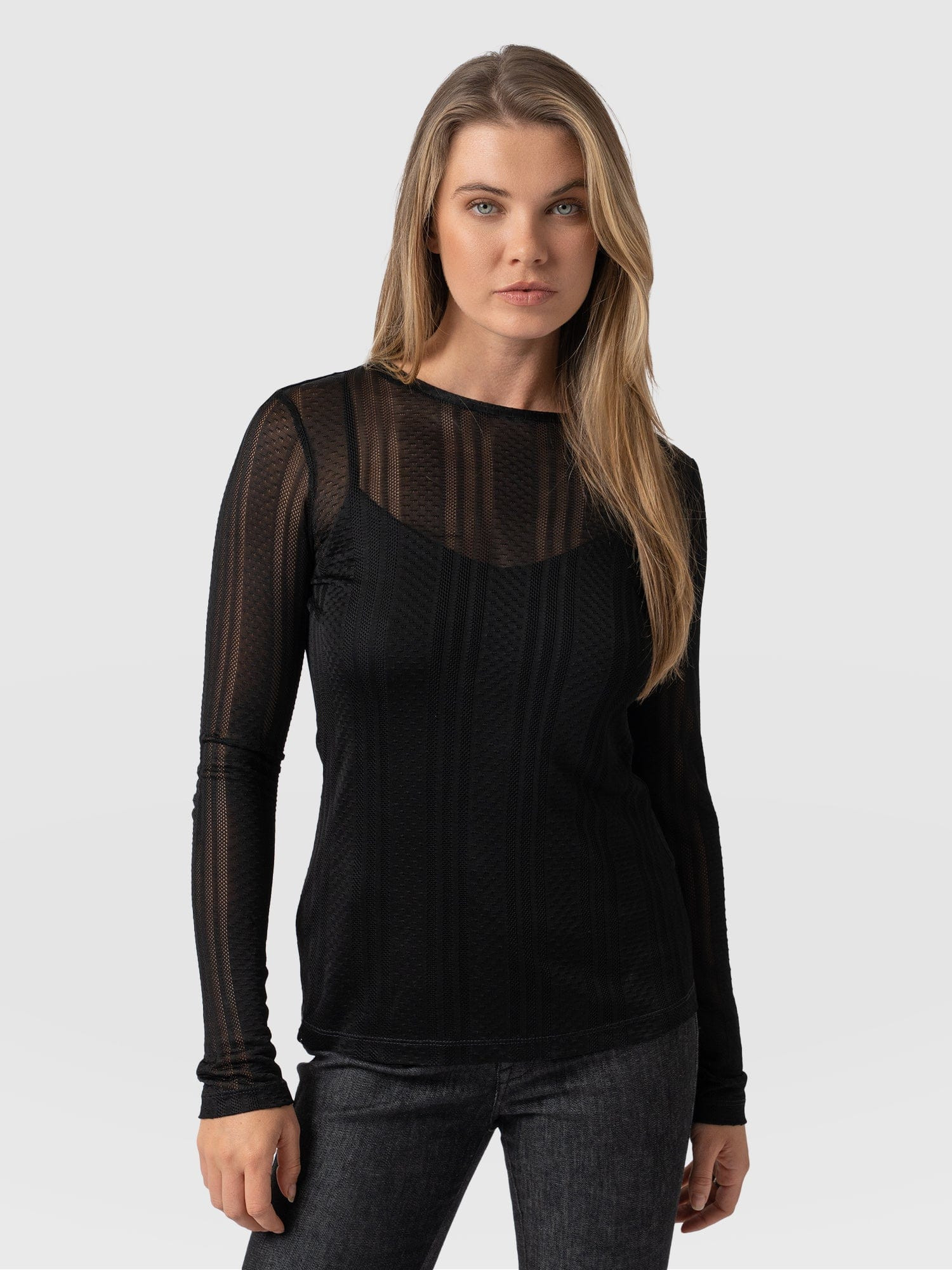 Demi Lace Long Sleeve Tee - Black | Saint + Sofia