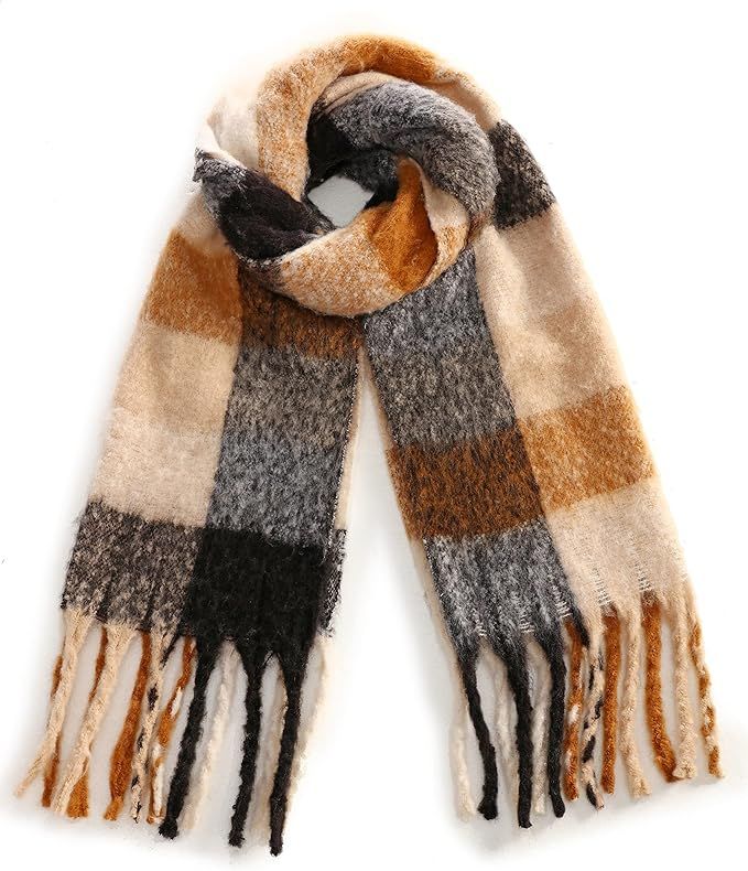 SUNNSET Women's Fall Winter Classic Tassel Plaid Scarf Warm Soft Blanket Shawl Scarves | Amazon (US)