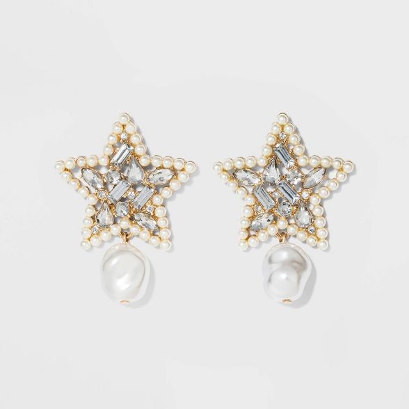 SUGARFIX by BaubleBar Mixed Media Star Earrings - Pearl | Target
