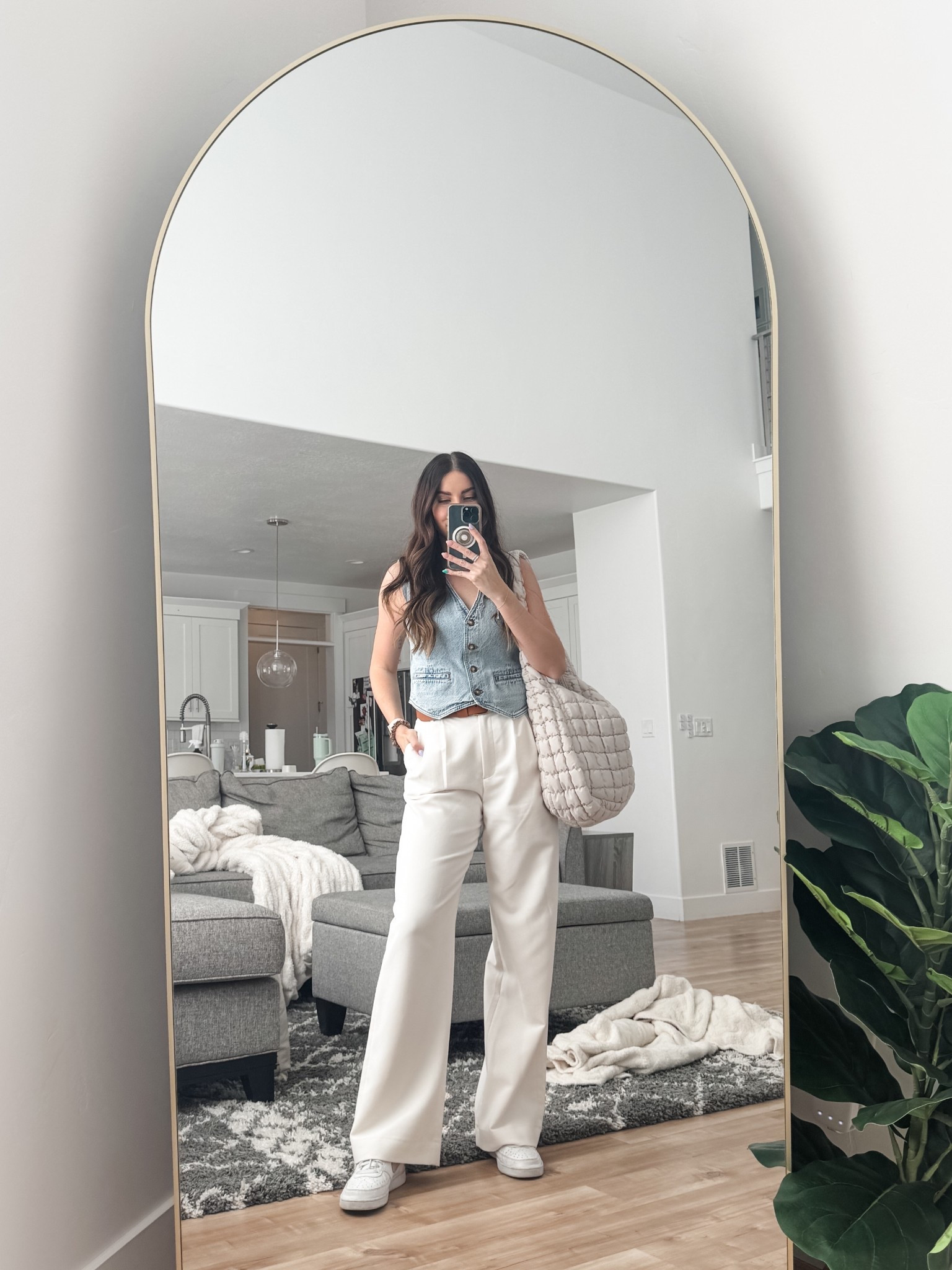 Casual spring outfit 
These tailored pants are so comfortable, they might as well be sweatpants. 😂 
Pants are true to size. I’m wearing a 28L and am 5’9. Vest is old so I don’t have a link but I linked a similar style. 

#LTKStyleTip #LTKWorkwear #LTKMidsize