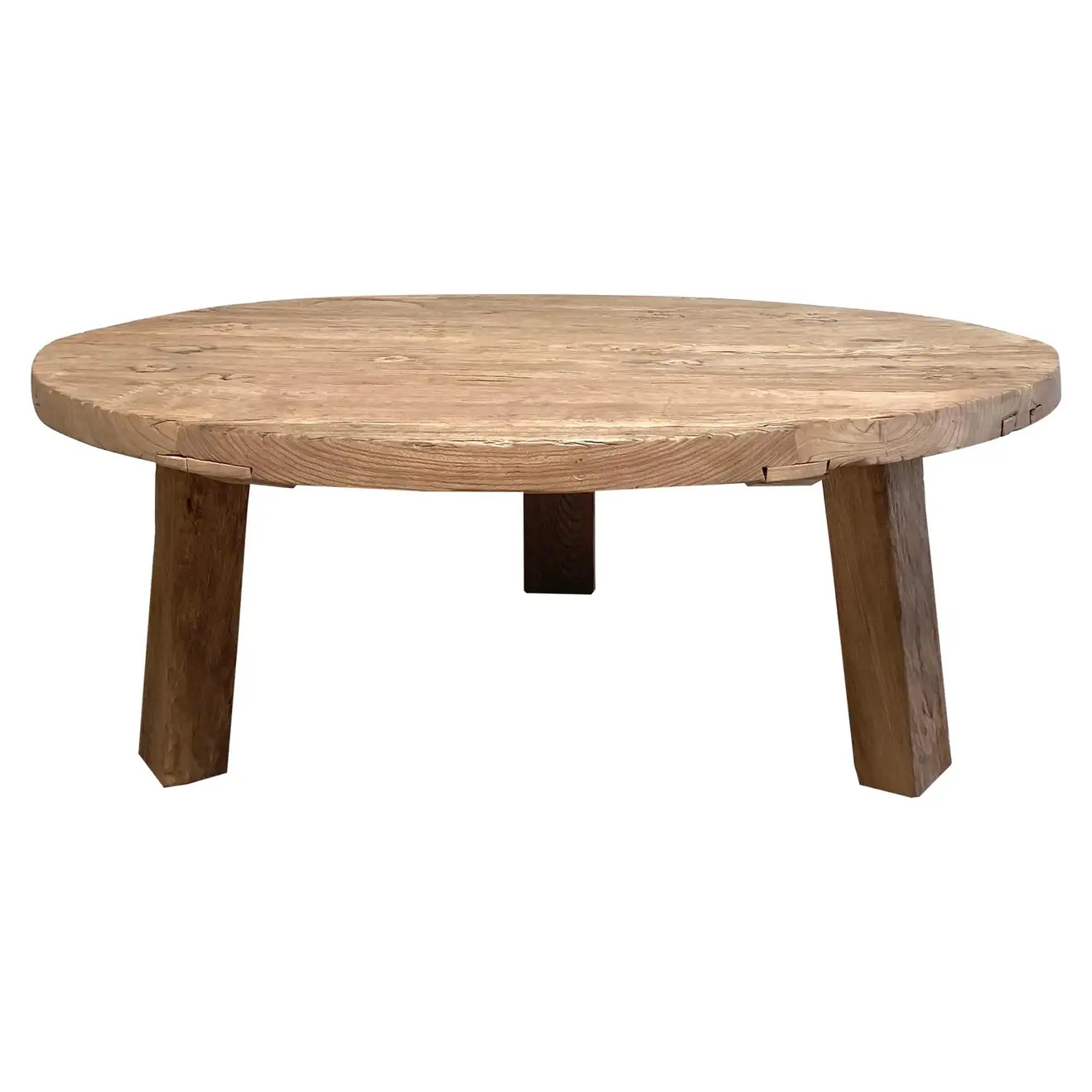 Custom Elm Wood Round Tri - Leg Coffee Table | 1stDibs