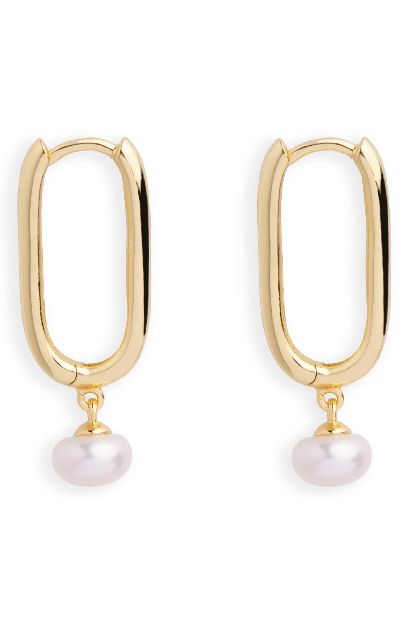 Argento Vivo Sterling Silver Freshwater Pearl Drop Hoop Earrings | Nordstrom | Nordstrom