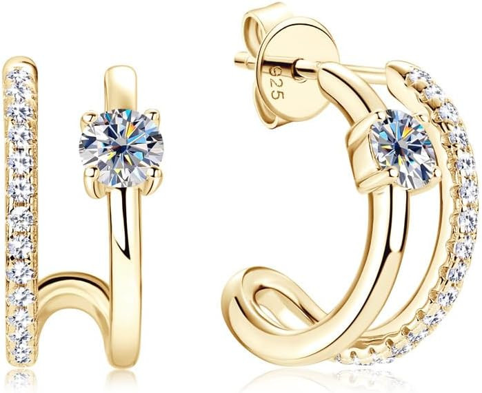 14K Solid Gold over S925 Sterling Silver 0.3 Carat Diamond Stud Earrings for Women with VVS1 Clar... | Amazon (US)