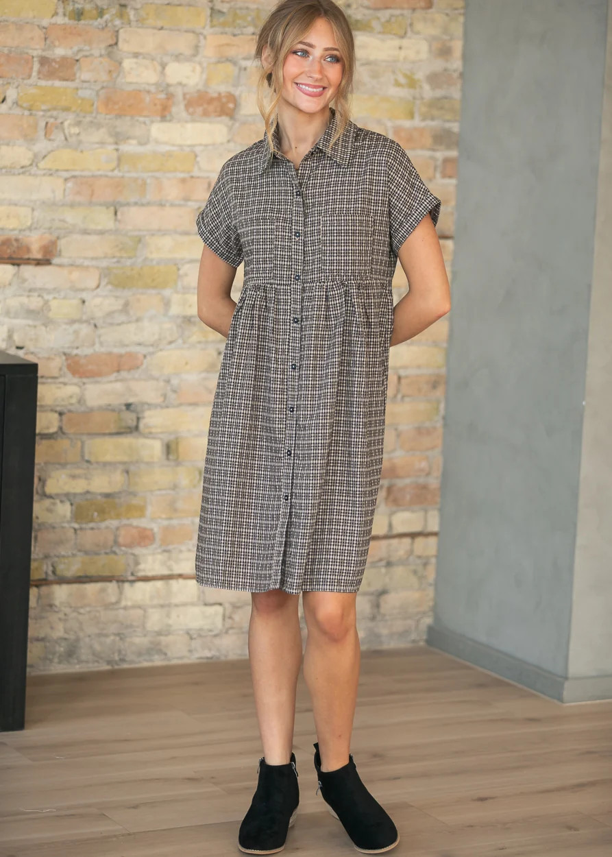 Plaid Short Sleeve Midi Dress | Zuri | Inherit Co. | Inherit Clothing Co.