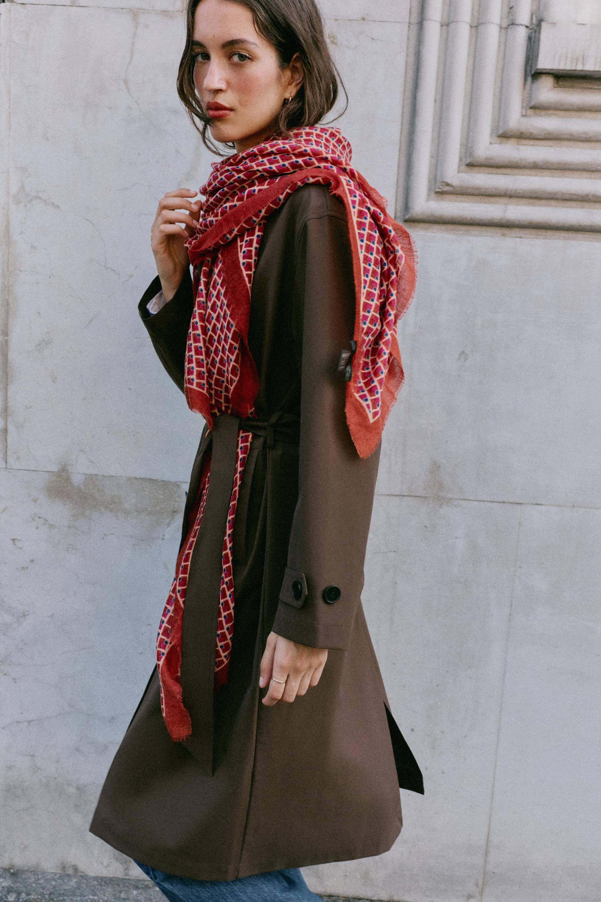 GEOMETRIC PRINT WOOL BLEND SCARF | Zara US