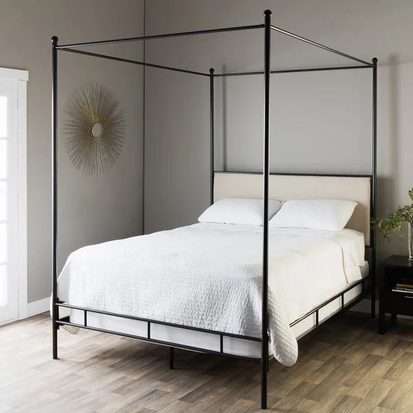 The Curated Nomad Lauren Upholstered Queen-size Canopy Bed | Bed Bath & Beyond