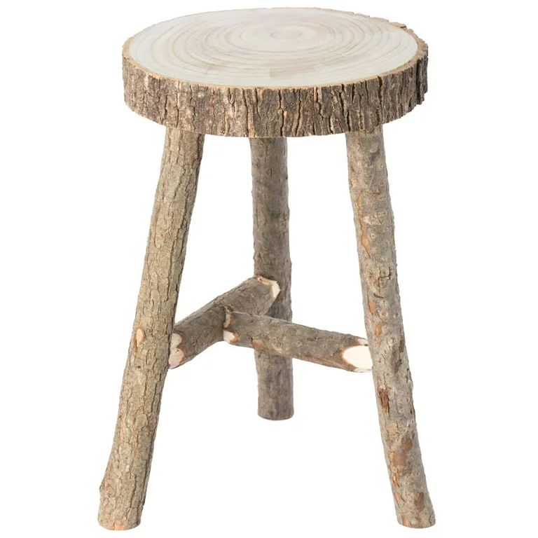Decorative Antique Log Cabin Natural Wooden Accent Stool Side Table | Walmart (US)