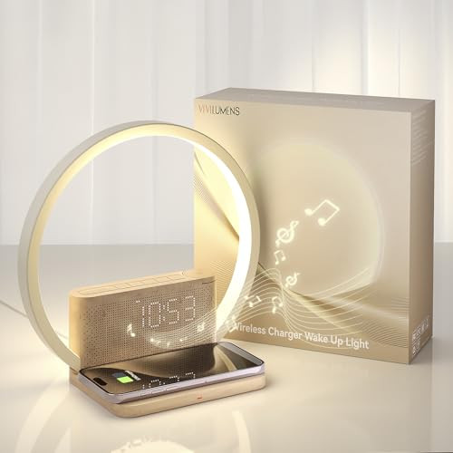 Vivilumens Sunrise Alarm Clock Wireless Charger, 10 White Noise Sound Machine Alarm Clock with 30... | Amazon (US)