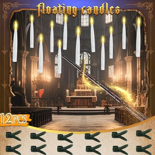 Halloween Decorations - Floating Candles with Wand & 6-Hour Timer - Flameless LED Hanging Candles with Clip, Battery Operated Window Taper Candle for Indoor/Outdoor Halloween & Holiday Decor 12PCS | Amazon (US)