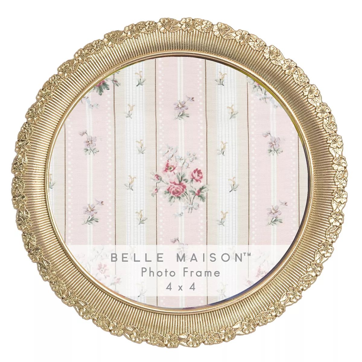 Belle Maison 4" x 4" Antique Gold Round Flower Tabletop Frame | Kohl's
