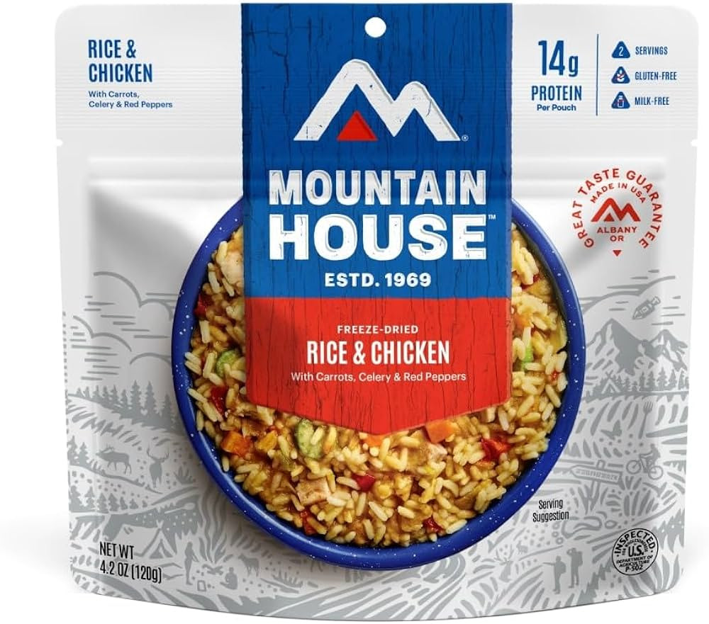 Mountain House Rice & Chicken | Freeze Dried Backpacking & Camping Food |2-Servings | Gluten-Free | Amazon (US)