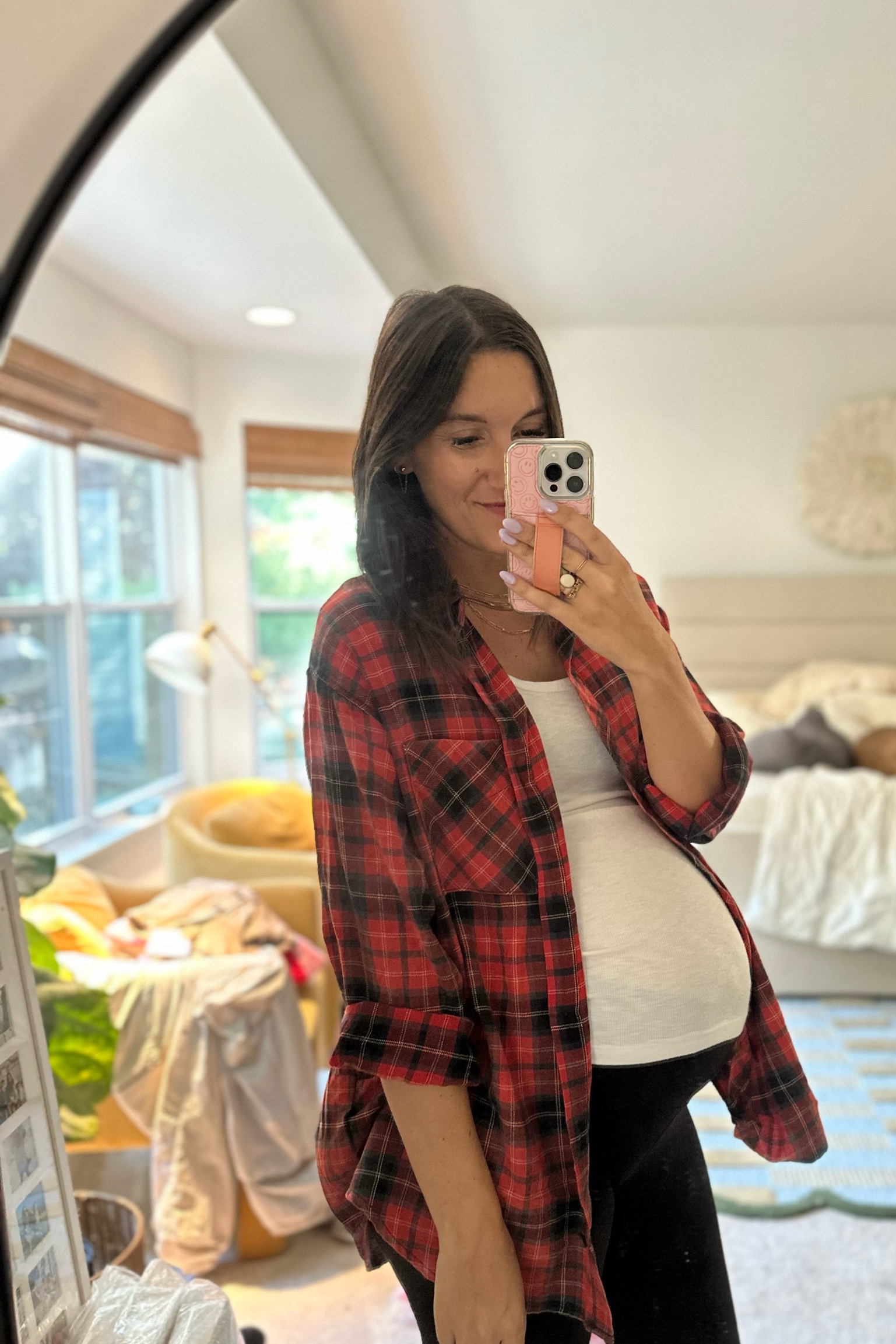 Feminine flannels, yes please! 
I went with a size large in both these prints! Great to wear open with a bump or buttoned/accessible for BF too!