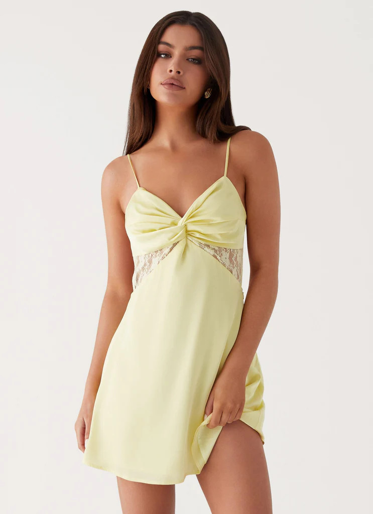 Ayla Satin Mini Dress - Yellow | Peppermayo (Global)