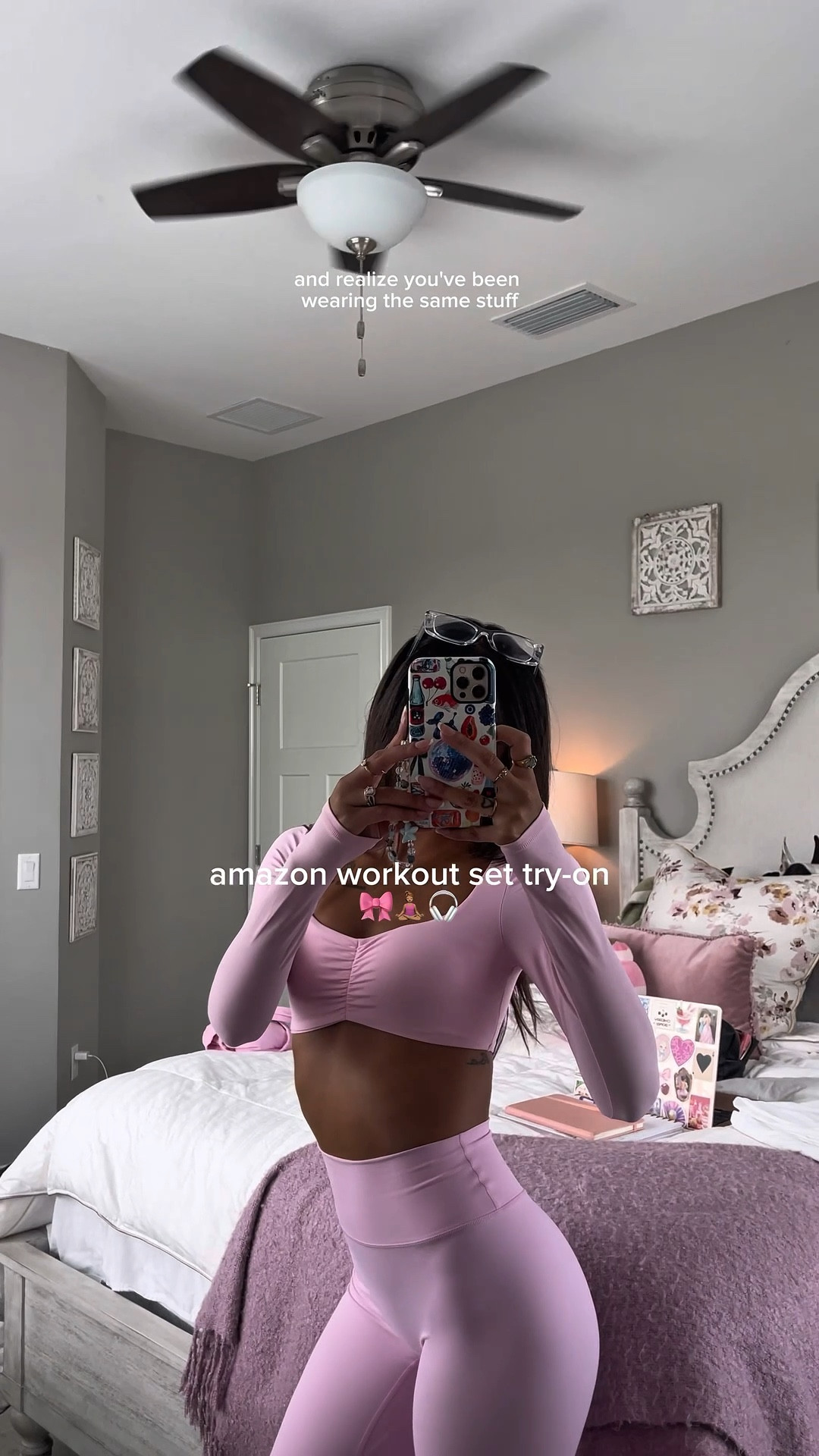 ordered some new workout sets from Amazon & they were all bangers. 🤧🎀💓 I got a size small in each! 

|| Amazon workout sets, workout sets, matching workout sets from Amazon, punk workout set, pink leggings, leggings with scrunch, booty scrunch leggings, amazon gym sets 