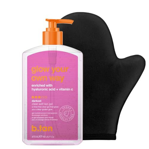b.tan Best Clear Self Tanning Gel Kit | Glow Your Own Way Bundle - Ultra Dark, Quick Express Tanner for Face & Body with Applicator, No Transfer | Amazon (US)