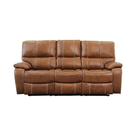 Flagg 86" Genuine Leather Pillow Top Arm Reclining Sofa | Wayfair Professional