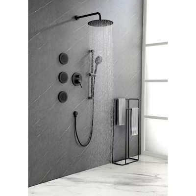 PAGED Shower Head Modern Rain Shower Head with Shower Head, Hand Shower, Slide Bar for Bathroom, Matte Black | Target