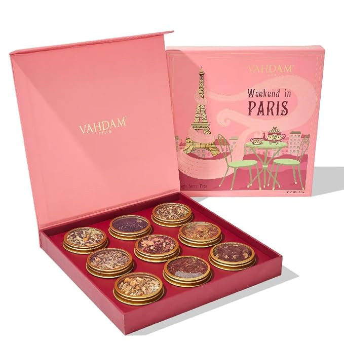 VAHDAM, Weekend In Paris Gifts - 9 Loose Leaf Teas | Travel Tea Gift Sets, Travel Gifts | Gluten ... | Amazon (US)