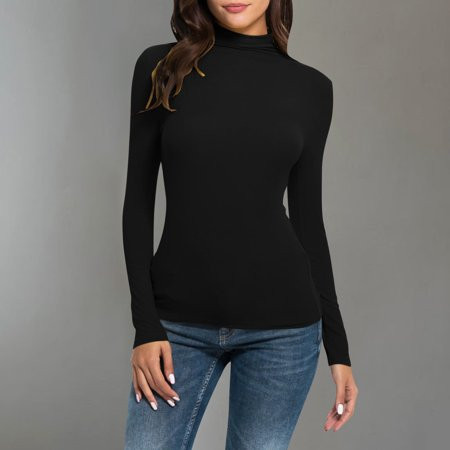 Bnwani Black Turtle Neck For Woman Fashion Solid Color Turtle Necks for Womens Long Sleeve | Walmart (US)