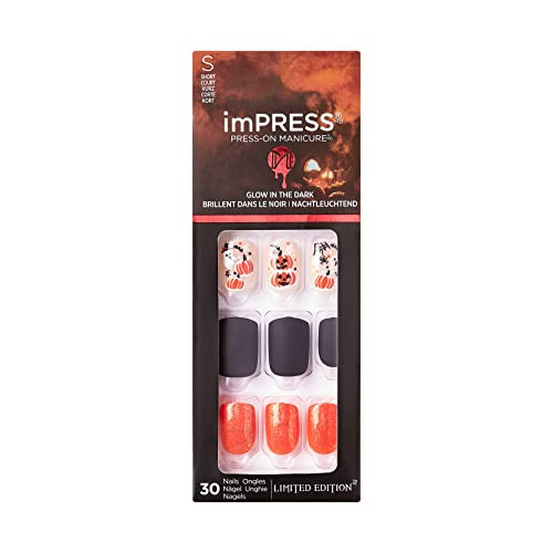 KISS imPRESS Limited Edition Halloween Press-On Nails, Glow-In-The-Dark, PureFit Technology, ‘Hey boo-tiful’, with Prep Pad, Mini File, Cuticle Stick, & 30 Fake Nails | Amazon (US)