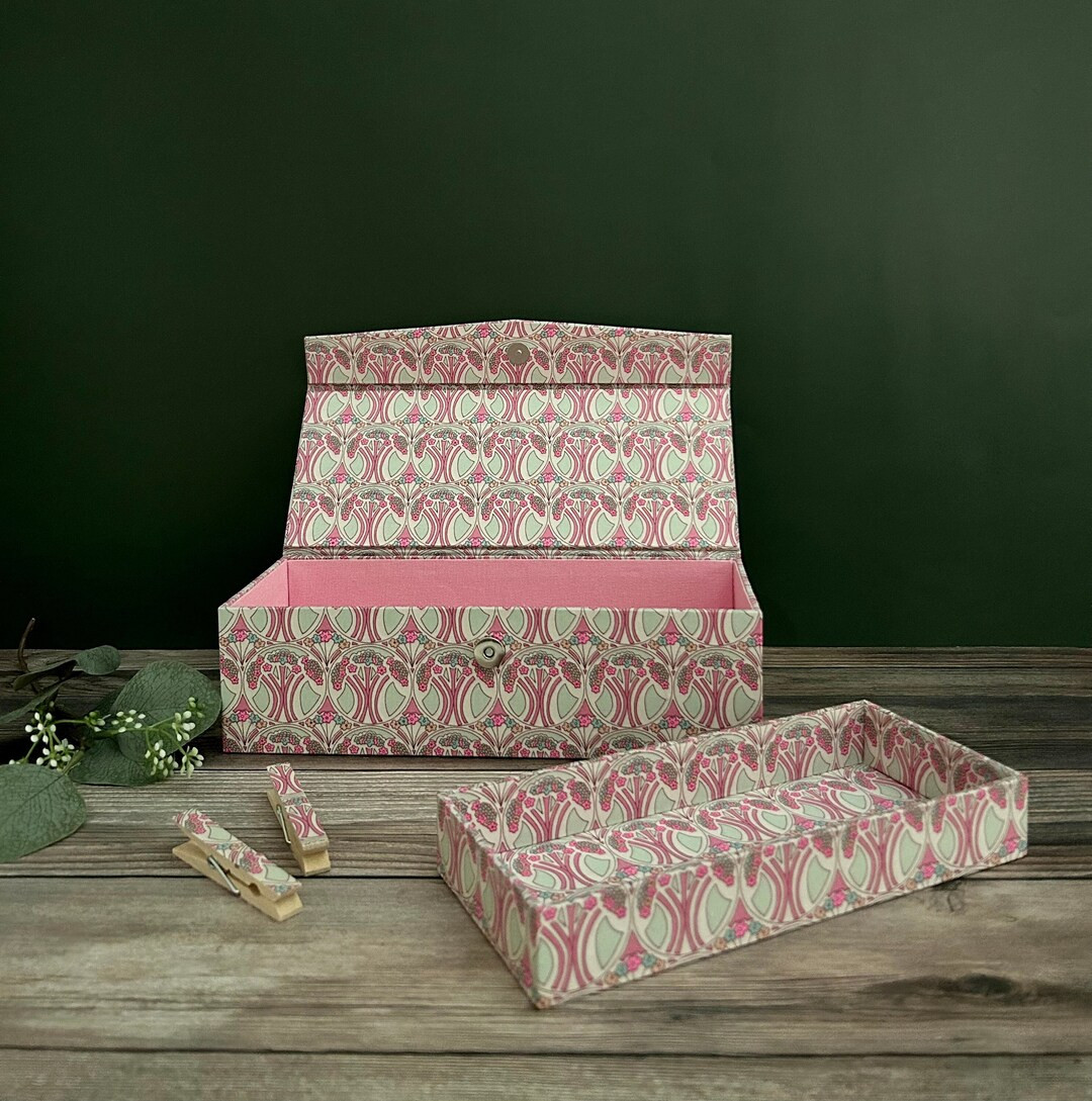 Handmade Tool Box Tray 2 Wooden Pegs With Liberty of London Fabric 1 - Etsy | Etsy (US)