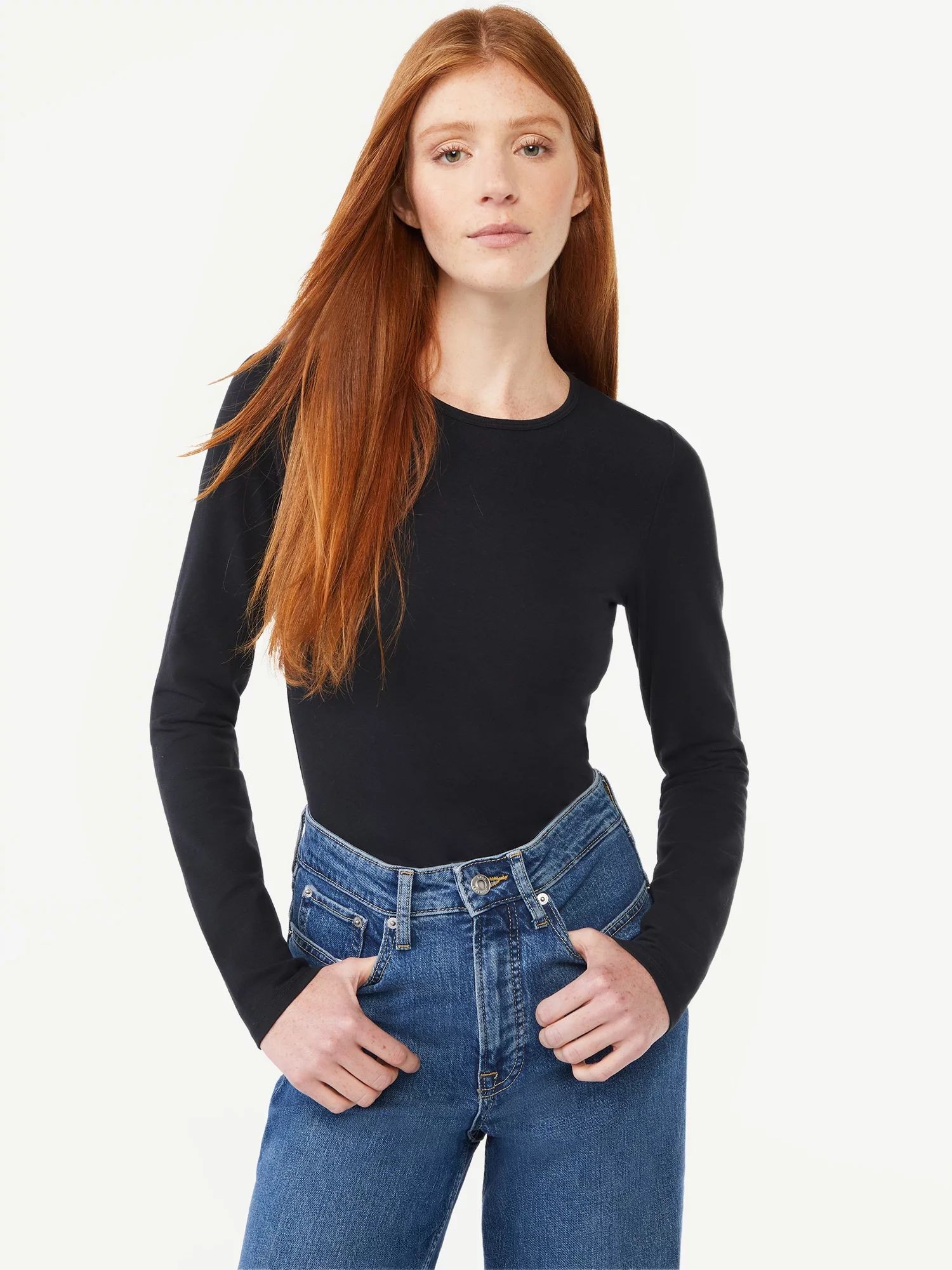 Free Assembly Women's Tie Back Bodysuit with Long Sleeves | Walmart (US)
