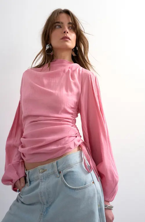 Topshop Cinched Side Tie Top in Light Pink at Nordstrom, Size 4 Us | Nordstrom