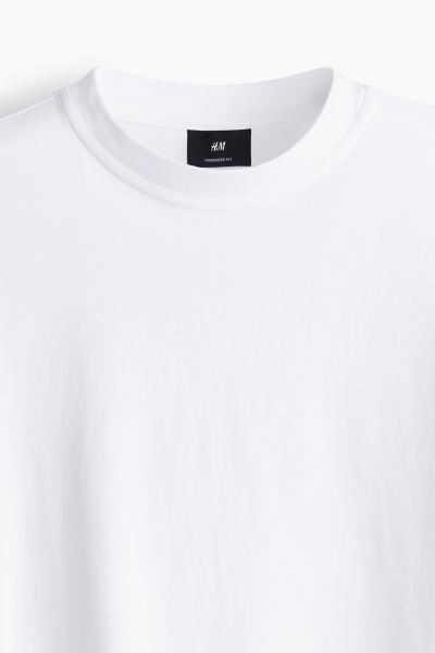 Oversized Fit T-shirt - Round Neck - Short sleeve - White - Men | H&M US | H&M (US + CA)