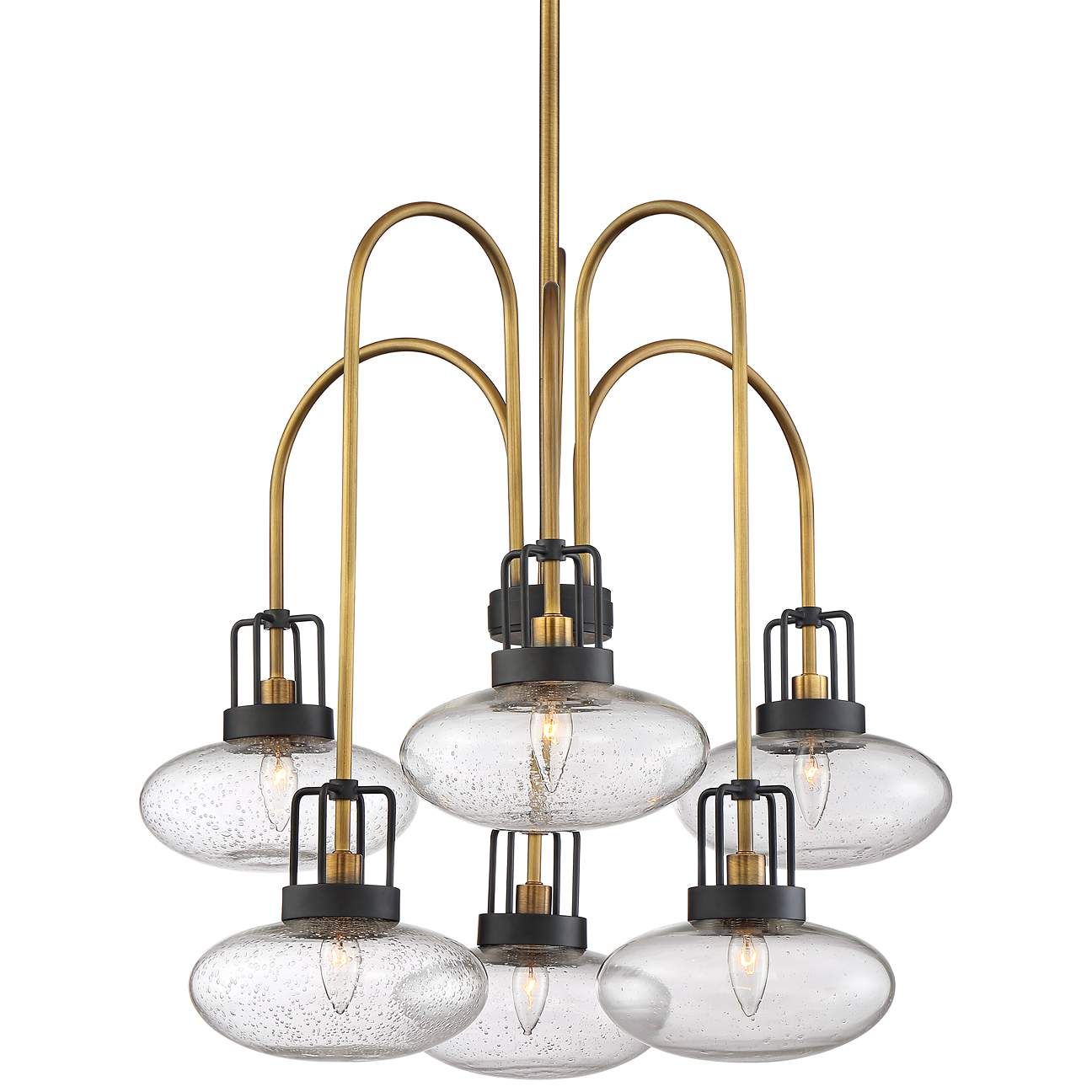 Possini Euro Longo 26"W Brass and Black 6-Light Chandelier | LampsPlus.com